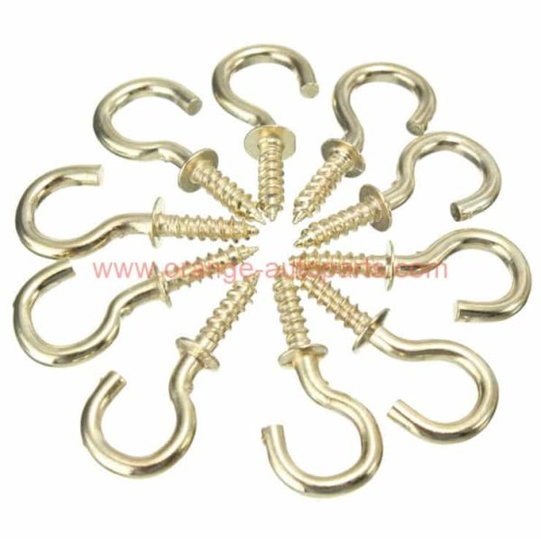 Factory Customized 1 1/4'' Copper Plated Gold Color Metal Mug Hook Cup Screw In Hooks