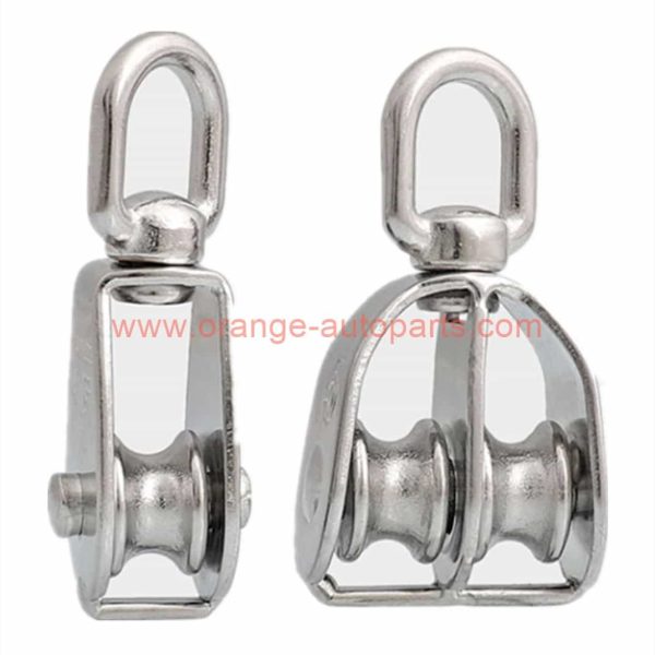 Factory Customized 1/2'' – 2" Stainless Steel 304 Marine Rigging Single Sheave Pulley Block With Swivel Eye