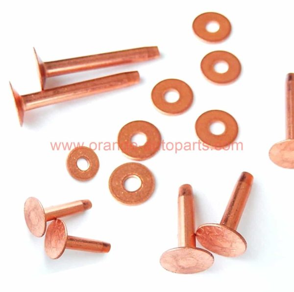 Factory Customized 10# Copper Rivet Flat Head Solid Copper Rivets & Burrs For Leather 3.4x19mm