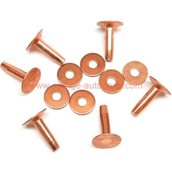 Factory Customized 10# Copper Rivet Flat Head Solid Copper Rivets & Burrs For Leather 3.4x19mm