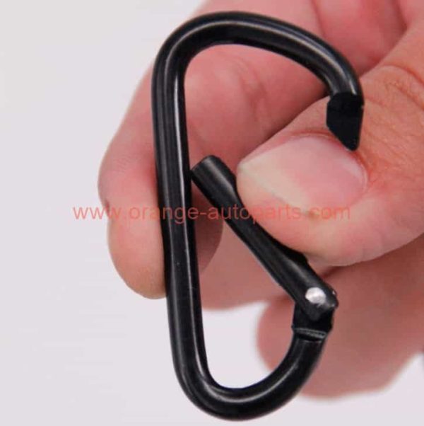 Factory Customized 4# 5# 6# 7# 8# Black Aluminium Spring Snap Hook D Type Carabiner Hook