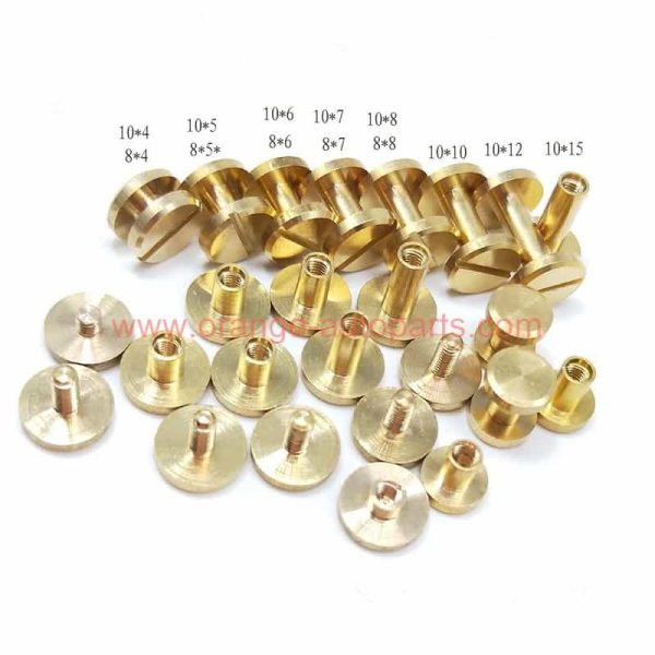 Wholesale Price 8mm 10mm Slotted Flat Head Solid Brass Chicago Screw Rivets For Leather/belt