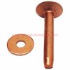 China Supplier #9 Flat Head Solid Copper Belt Rivets And Burrs For Leather