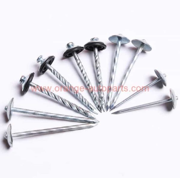 China Manufacturer 9g*65 Umbrella Head Roofing Nails With Rubber Washer