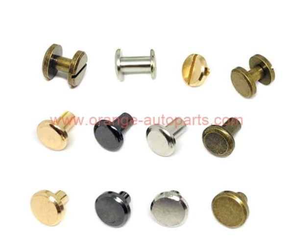 China Manufacturer Brass Flat Slotted Head Double Cap Rivet Chicago Binding Screws Leather Belt Rivet