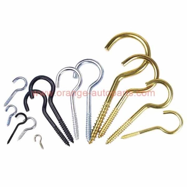 China Manufacturer Carbon Steel Copper Plated Open Eye Hook Screw 1#-16# Cup Screw Hooks Black