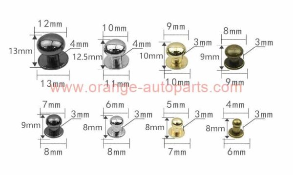 China Manufacturer Combination Sam Browne Solid Brass Button Studs Leather Craft Belt Chicago Screws Solid Brass Studs Nail Rivets