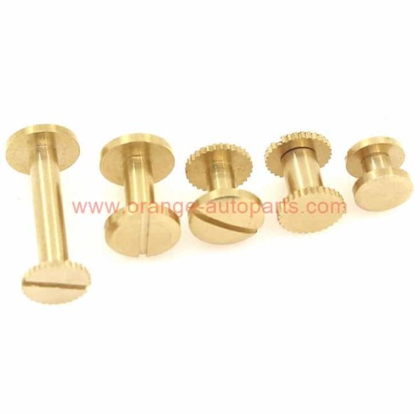 China Manufacturer Copper Flat Slotted Drives Chicago Screw Brass Male And Female Screw For Leather Belt