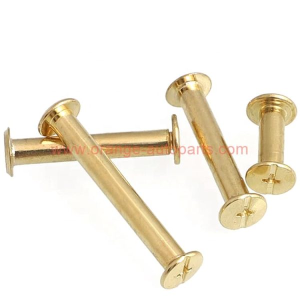 China Manufacturer Copper Plated Binding Nail Mother Rivet Album Docking Lock Screw Account Book Nail Pin 5-100mm