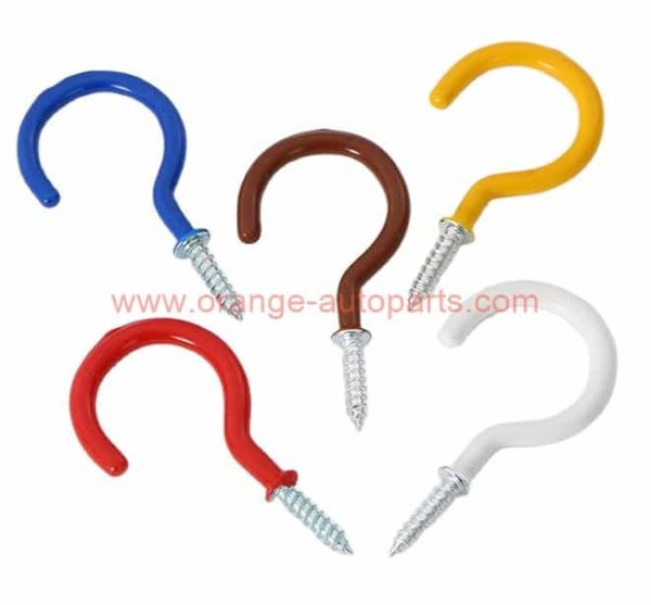 China Manufacturer Cup Hooks Screw Vinyl Coated Ceiling Wall Hanging Hooks Screw-in Hooks For Bathroom Kitchen Garden