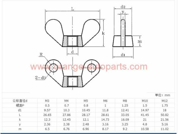 China Manufacturer Din315 Copper Brass Butterfly Wing Nuts M2.5