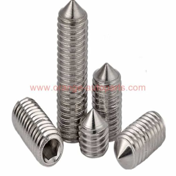 China Manufacturer Din914 M3*3/4/5/6/8/10/12 Stainless Steel 304 Hex Socket Cone Set Screw With Taper Point