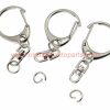 China Manufacturer Diy Metal D Snap Hook Split Keychain Key Ring With Chain