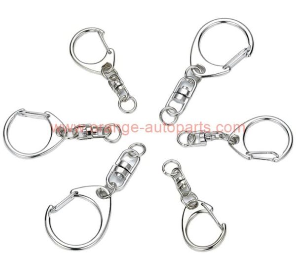 China Manufacturer Diy Metal D Snap Hook Split Keychain Key Ring With Chain