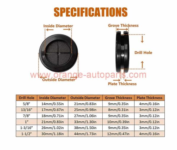 China Manufacturer Drill Hole 5/8" 13/16" 7/8" 1" 1-3/16" 1-1/2" Double Sided Round Rubber Hole Plug Rubber Grommet