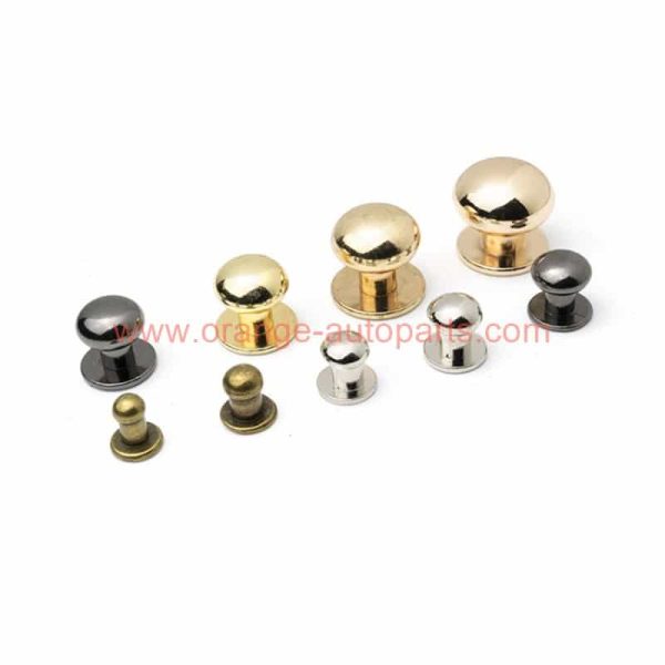 Wholesale Price Leather Craft 5mm Solid Brass Ball Round Head Screw Back Button Stud Nipple Rivet