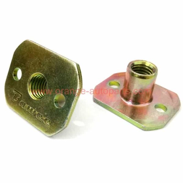 China Supplier M10 Steel Zinc Plated Square Base T Nut With Two Brad Holes For Rock Climbing Holds