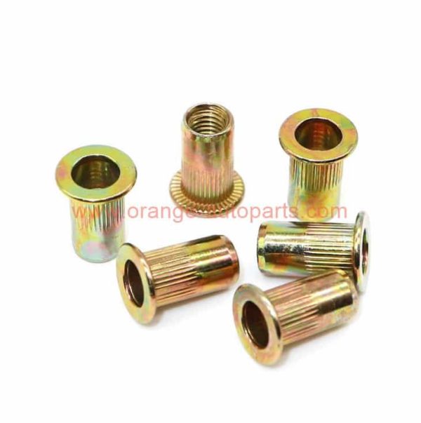 China Supplier M3 M4 M5 M6 M8 M10 Yellow Zinc Flat Open Head Rivnuts Insert Rivet Nuts 1/4" 3/8" 5/16"