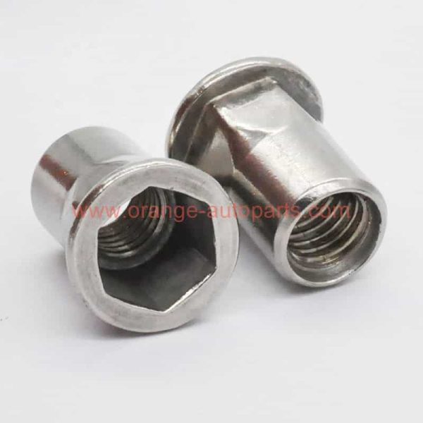 China Manufacturer M4 – M12 Stainless Steel Flat Head Open End Semi Hex Body Rivet Nut