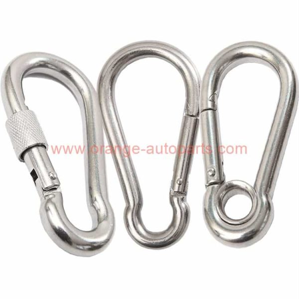 China Supplier M4 M5 M6 M7 M8 M10 M12 Stainless Steel 304 Keychain Climbing Carabiner Snap Hook With Ring