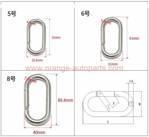 China Supplier M5-m10 Stainless Steel Oval Snap Hook Spring Snap Hook O Shaped Carabiner Hook