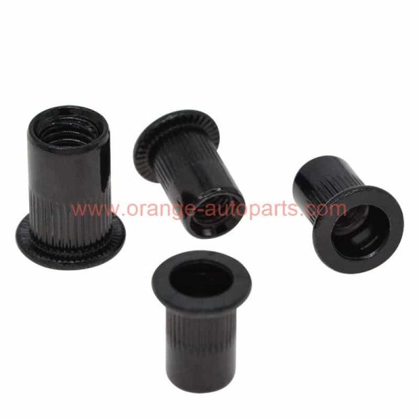 Wholesale Price M6 M8 M10 Carbon Steel Black Zinc Plated Flat Head Knurled Rivet Nuts