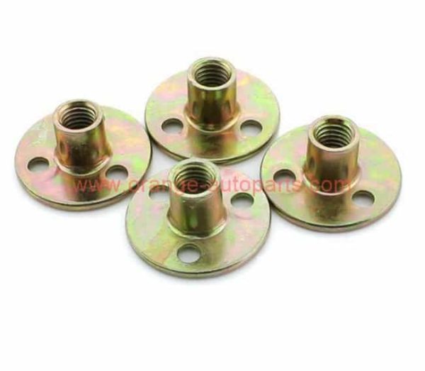 Factory Customized M6 M8 M10 M12 Furniture Fastener Connector T Nut Zinc Plated Three Hole Round Base Lock Nut