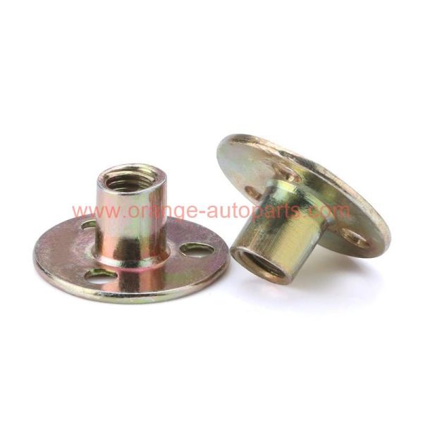 Factory Customized M6 M8 M10 Zinc Plated Furniture Lock Nuts Round Base T Nut Three Hole Iron Plate Nut