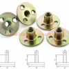 Factory Customized M6 M8 M10 Zinc Plated Round Base T Lock Nut Three Brad Hole Tee Nuts