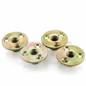 China Manufacturer M8 M10 M12 Zinc Plated T Nut Round Base Three Holes Iron Plate Lock Tee Nut