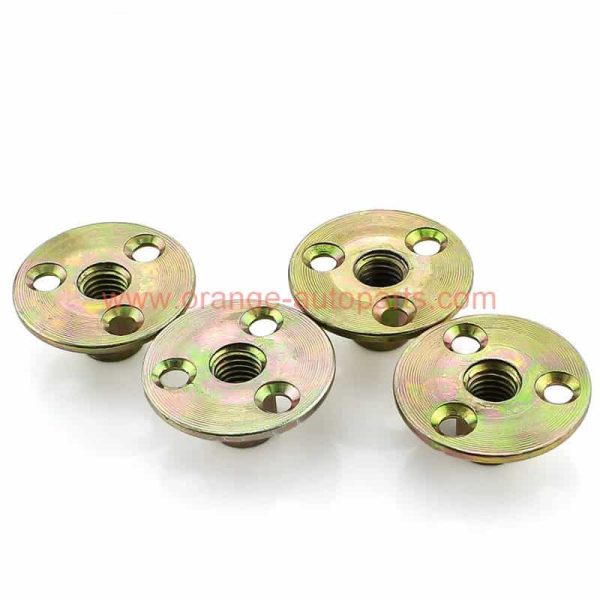 China Manufacturer M8 M10 M12 Zinc Plated T Nut Round Base Three Holes Iron Plate Lock Tee Nut