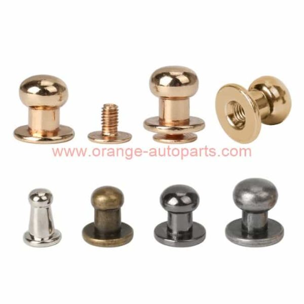 Factory Customized Round Head Solid Brass Rivet Buttons Stud Screw For Leather Craft Belt Wallet