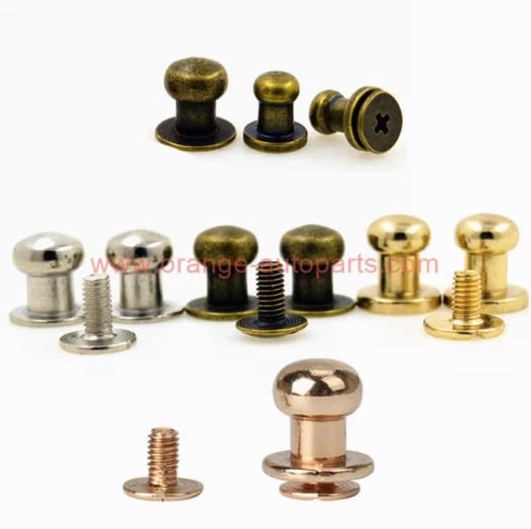 China Manufacturer Solid Brass Ball Head Studs Knob Screw Rivets Studs Leather Belt Antique Brass Button Studs & Posts