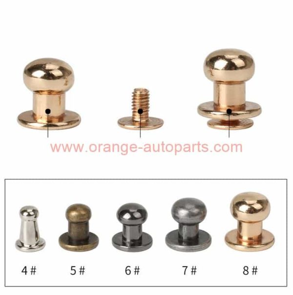 China Manufacturer Solid Brass Ball Head Studs Knob Screw Rivets Studs Leather Belt Antique Brass Button Studs & Posts