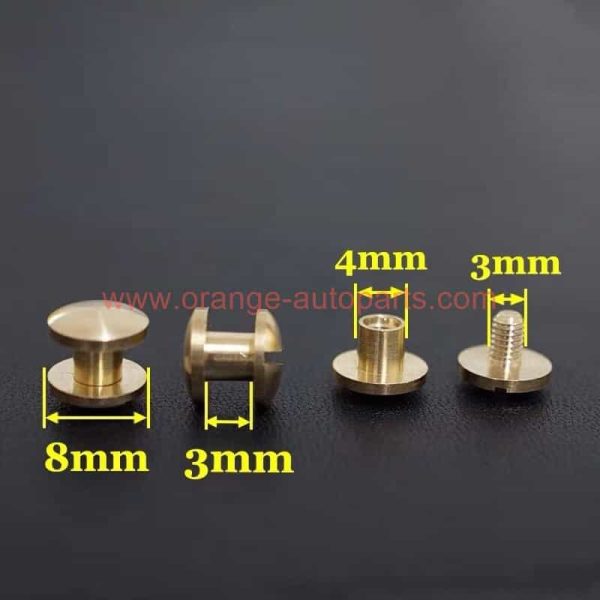 Wholesale Price Solid Brass Flat Head Chicago Screw Rivets For Leather/belt/ Wallet/handbag 8mm 10mm