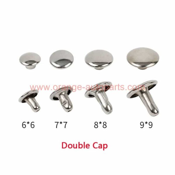 China Supplier Steel Nickel Plated Decorative Single Double Cap Rivets For Leather