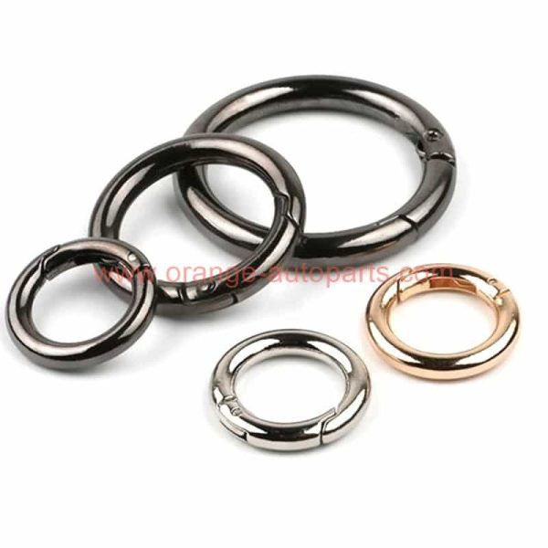 China Supplier Zinc Alloy Key Chains Spring Snap Hook Clips O Ring Circle Round Carabiners For Handbag